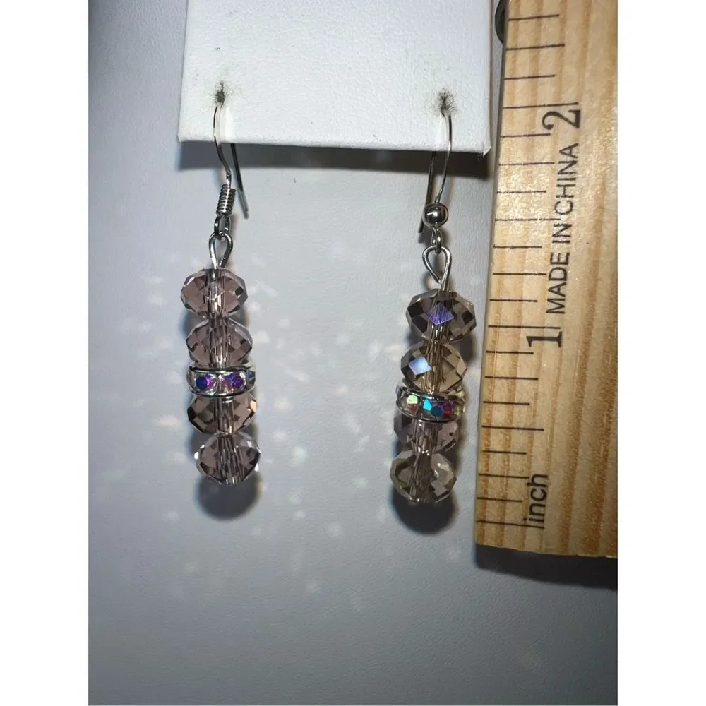 Pink Iridescent Faceted Bead Earrings